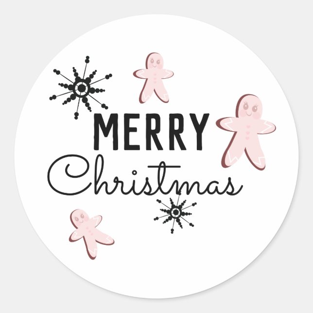 Merry Christmas Cookie Gingerbread Classic Round Sticker (Front)