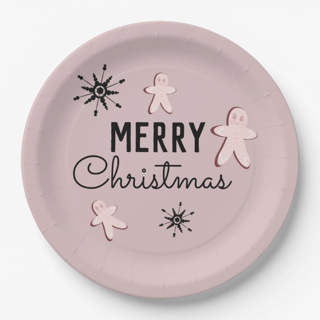 Merry Christmas Cookie Gingerbread  Paper Plate (Front)