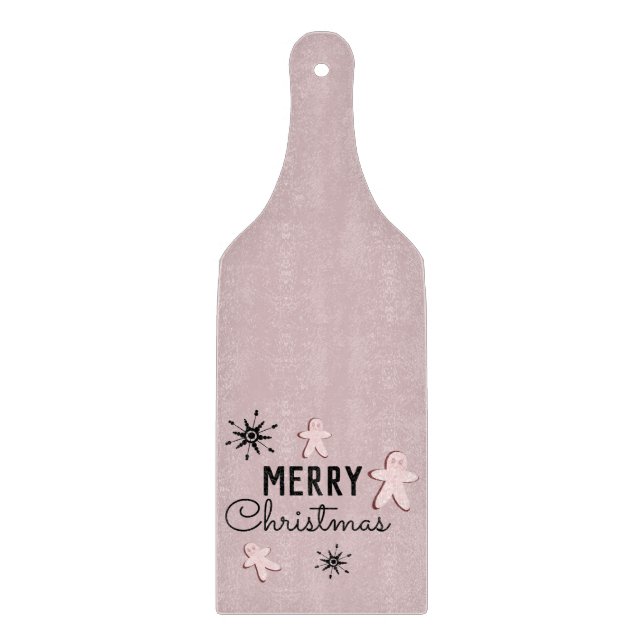 Merry Christmas Cookie Gingerbread Pink   Cutting Board (Front)