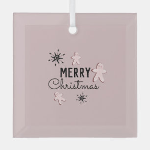 Merry Christmas Cookie Gingerbread Pink Glass Tree Decoration