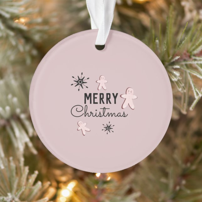 Merry Christmas Cookie Gingerbread Pink  Ornament (Tree)