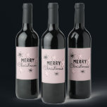 Merry Christmas Cookie Gingerbread Pink Wine Label<br><div class="desc">Christmas Themed Wine Labels - Christmas Snowflakes Gingerbread Christmas Cookies</div>