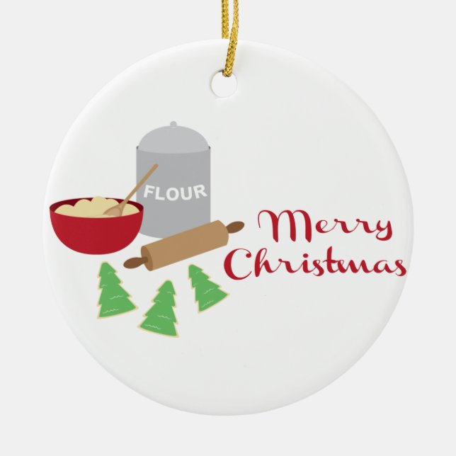 Merry Christmas Cookies Ceramic Tree Decoration (Front)