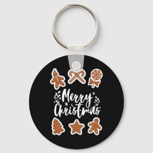 Merry Christmas Cookies Gingerbread Man Tree Bakin Key Ring