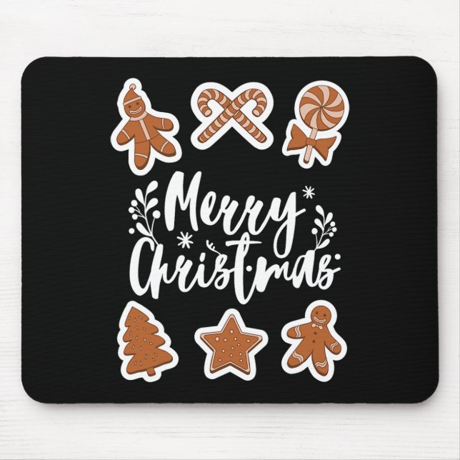 Merry Christmas Cookies Gingerbread Man Tree Bakin Mouse Mat (Front)