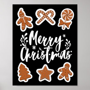 Merry Christmas Cookies Gingerbread Man Tree Bakin Poster