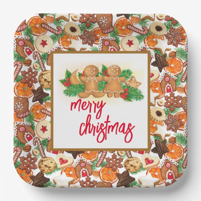 Merry Christmas Cookies Paper Plate (Front)