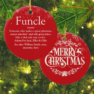 Merry Christmas Cool Funcle Uncle Definition Ceramic Tree Decoration