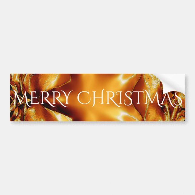 Merry Christmas Copper Gold Shiny Star Bumper Sticker (Front)