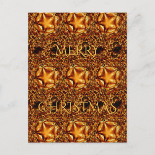 Merry Christmas Copper Gold Shiny Star Holiday Postcard