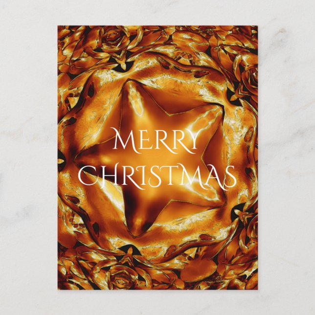 Merry Christmas Copper Gold Shiny Star Holiday Postcard (Front)