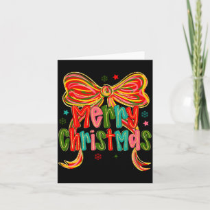 Merry Christmas Coquette Bow Christmas Women Girls Card