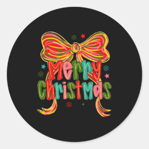 Merry Christmas Coquette Bow Christmas Women Girls Classic Round Sticker