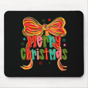 Merry Christmas Coquette Bow Christmas Women Girls Mouse Mat