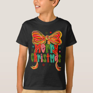 Merry Christmas Coquette Bow Christmas Women Girls T-Shirt