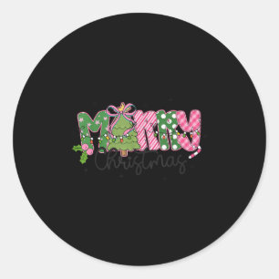 Merry Christmas Coquette Bow Family Xmas Men Women Classic Round Sticker