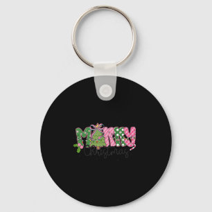 Merry Christmas Coquette Bow Family Xmas Men Women Key Ring