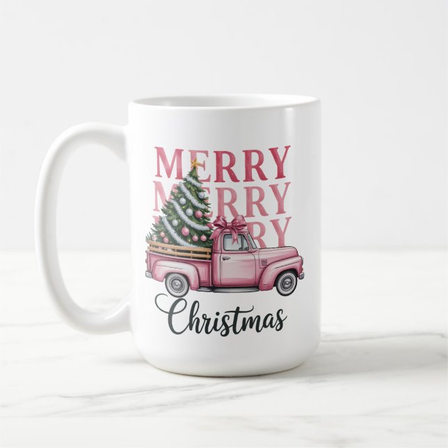 Merry Christmas Coquette Bow Xmas Holiday Season Coffee Mug (Left)