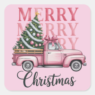 Merry Christmas Coquette Bow Xmas Holiday Season Square Sticker