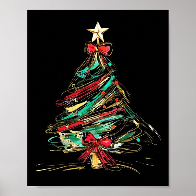 Merry Christmas Coquette Bow Xmas Tree Family Paja Poster (Front)