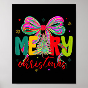 Merry Christmas Coquette Bow Xmas Tree Holiday Gir Poster