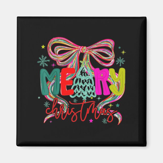 Merry Christmas Coquette Preppy Bow Tree For Woman Magnet (Front)