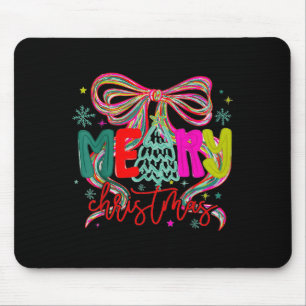 Merry Christmas Coquette Preppy Bow Tree For Woman Mouse Mat