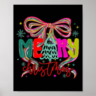 Merry Christmas Coquette Preppy Bow Tree For Woman Poster