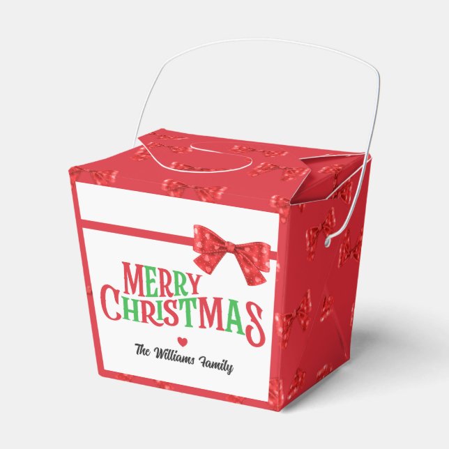 Merry Christmas Coquette Red Bow Favour Box (Front Side)