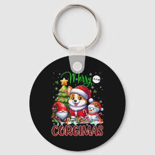 Merry Christmas Corgi Cute Santa Corgi Gnome Snowm Key Ring