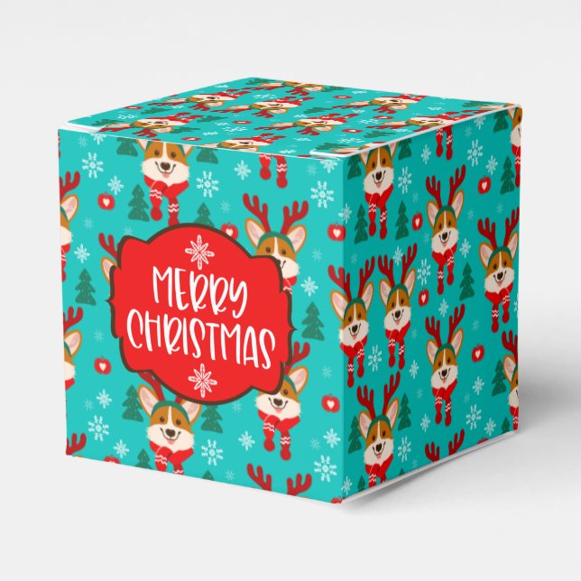 Merry Christmas Corgi Dog Favour Box (Front Side)