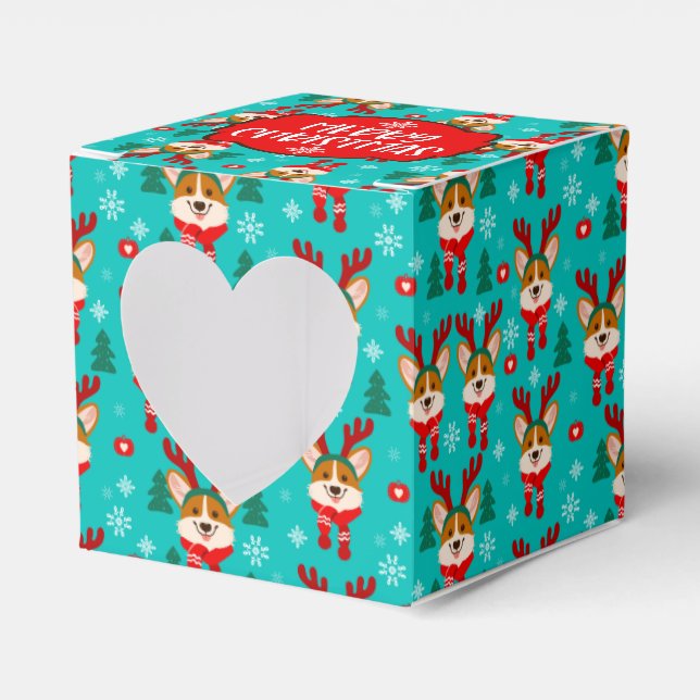 Merry Christmas Corgi Dog Favour Box (Front Side)