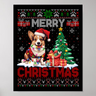 Merry Christmas Corgi Dog Lovers Family Ugly Xmas  Poster