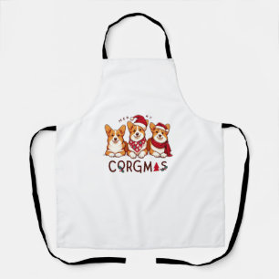 Merry Christmas Corgi Dog Santa Love Corgis Family Apron