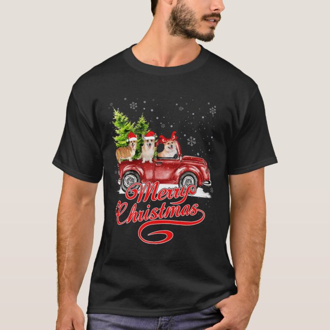 Merry Christmas Corgi Dogs Lovers Santa Reindeer R T-Shirt (Front)
