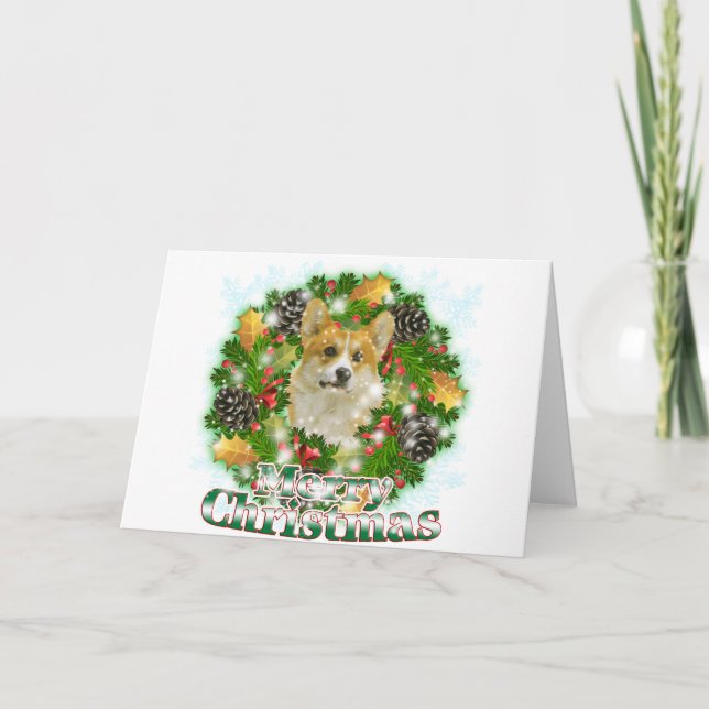Merry Christmas Corgi Holiday Card (Front)