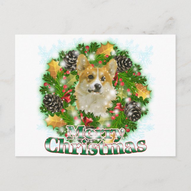 Merry Christmas Corgi Holiday Postcard (Front)