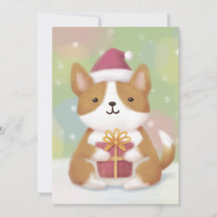 Merry Christmas: Corgi Illustration Art Holiday Card