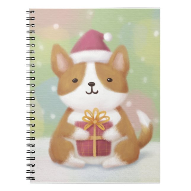 Merry Christmas: Corgi Illustration Art Notebook (Front)