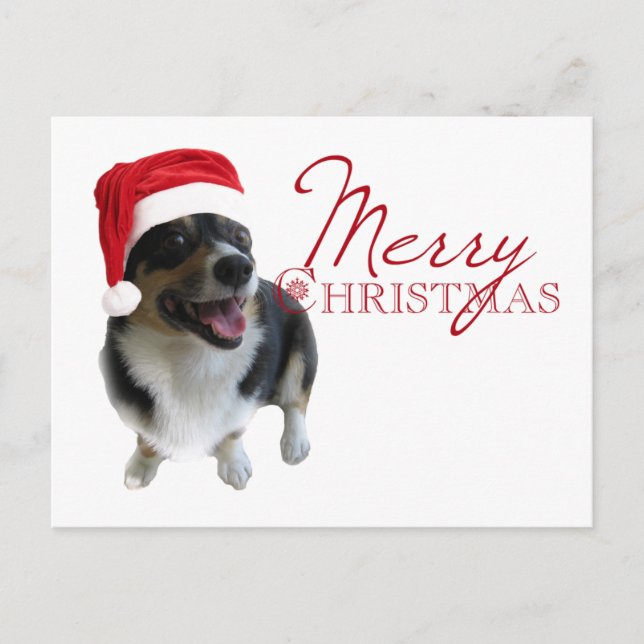 Merry Christmas Corgi Santa Holiday Postcard (Front)
