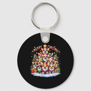 Merry Christmas Corgmas Corgi Dog Christmas Tree X Key Ring