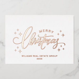 Merry Christmas Corporate Greeting Rose Gold Foil Holiday Card