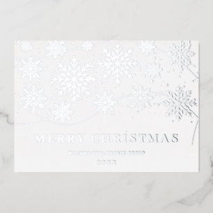 Merry Christmas Corporate Greeting Silver Foil Holiday Card