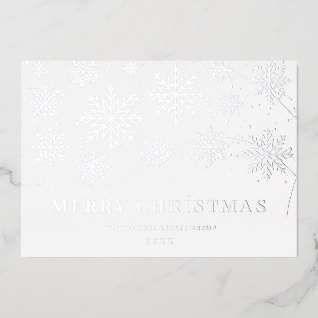 Merry Christmas Corporate Greeting Silver Foil Holiday Card (Front)