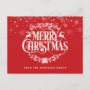 Merry Christmas Corporate Snow Red Holiday Postcard
