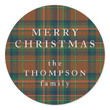 Merry Christmas Cosy Navy and Orange Plaid Flannel