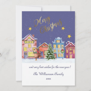 Merry Christmas Cosy Village Scene Christmas Card
