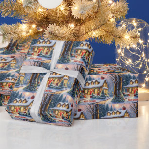 Merry Christmas Cosy Vintage Cottage in the Forest Wrapping Paper