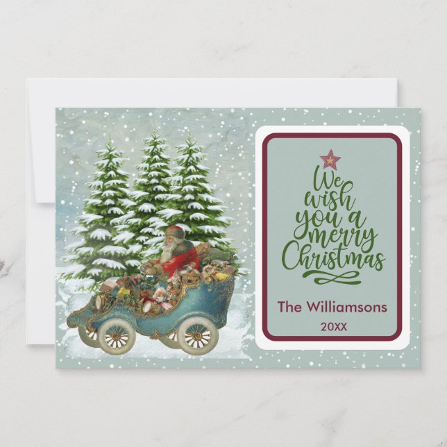 Merry Christmas Cosy Vintage Santa Christmas Card (Front)