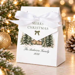 Merry Christmas Cosy Winter Cottage Olive Family Favour Box